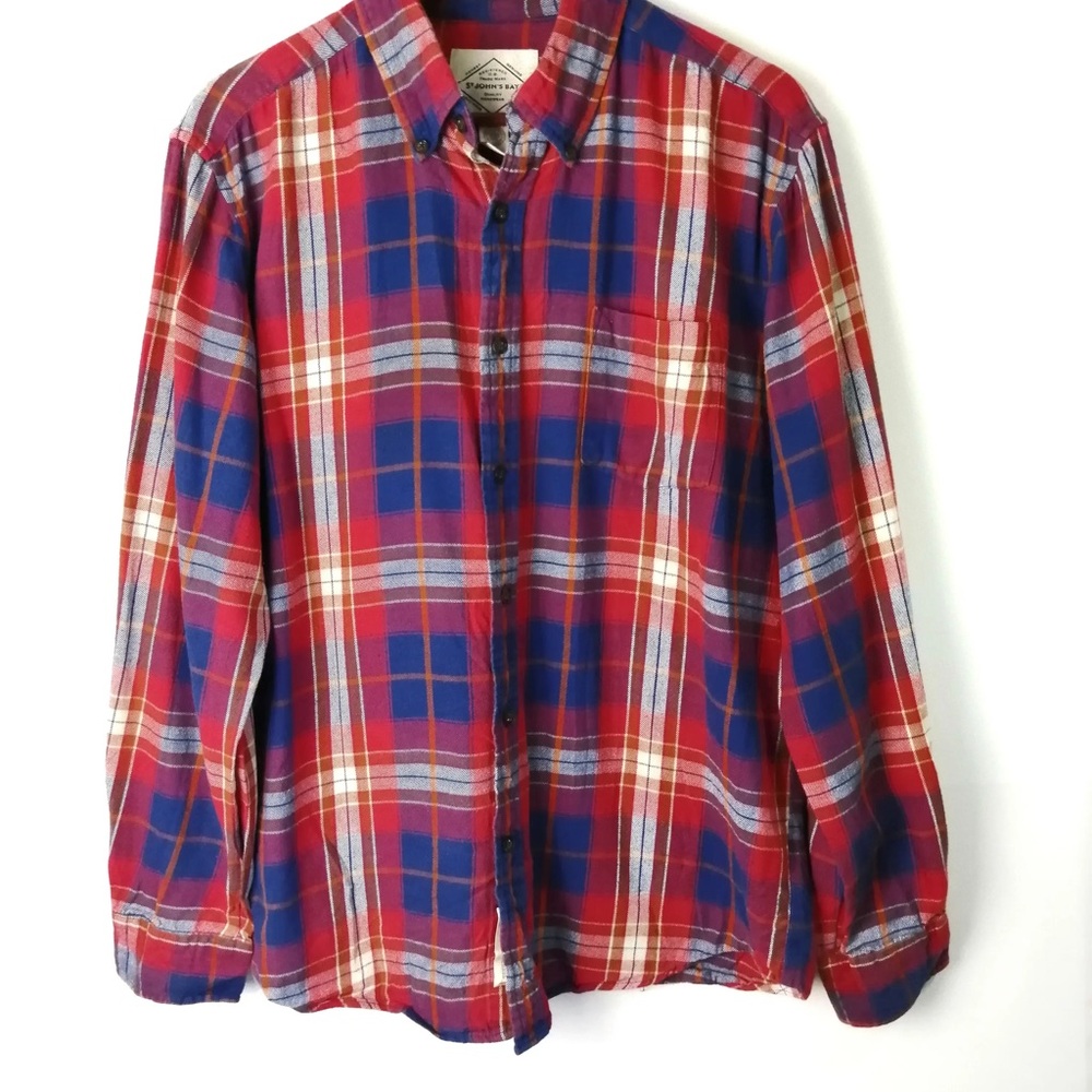 St. John's Bay Red and Blue Plaid Casual Shirt